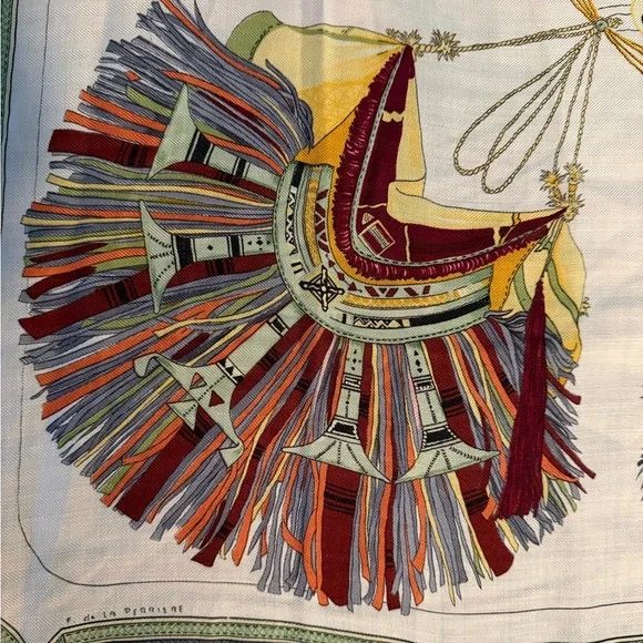 Hermes cashmere Scarf in Green and Blue - Picture 4 of 10